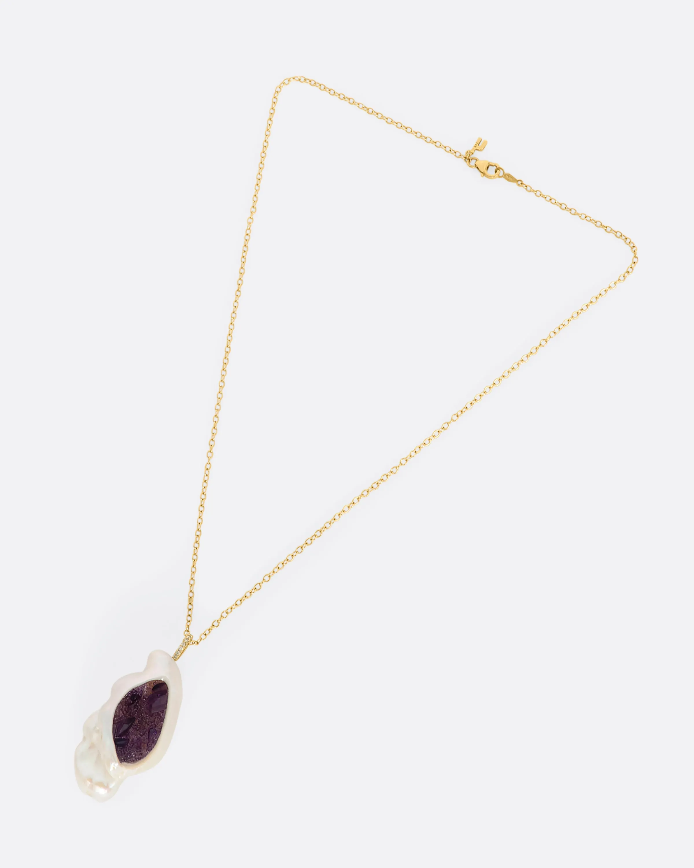 Amethyst and Pearl Pendant Necklace