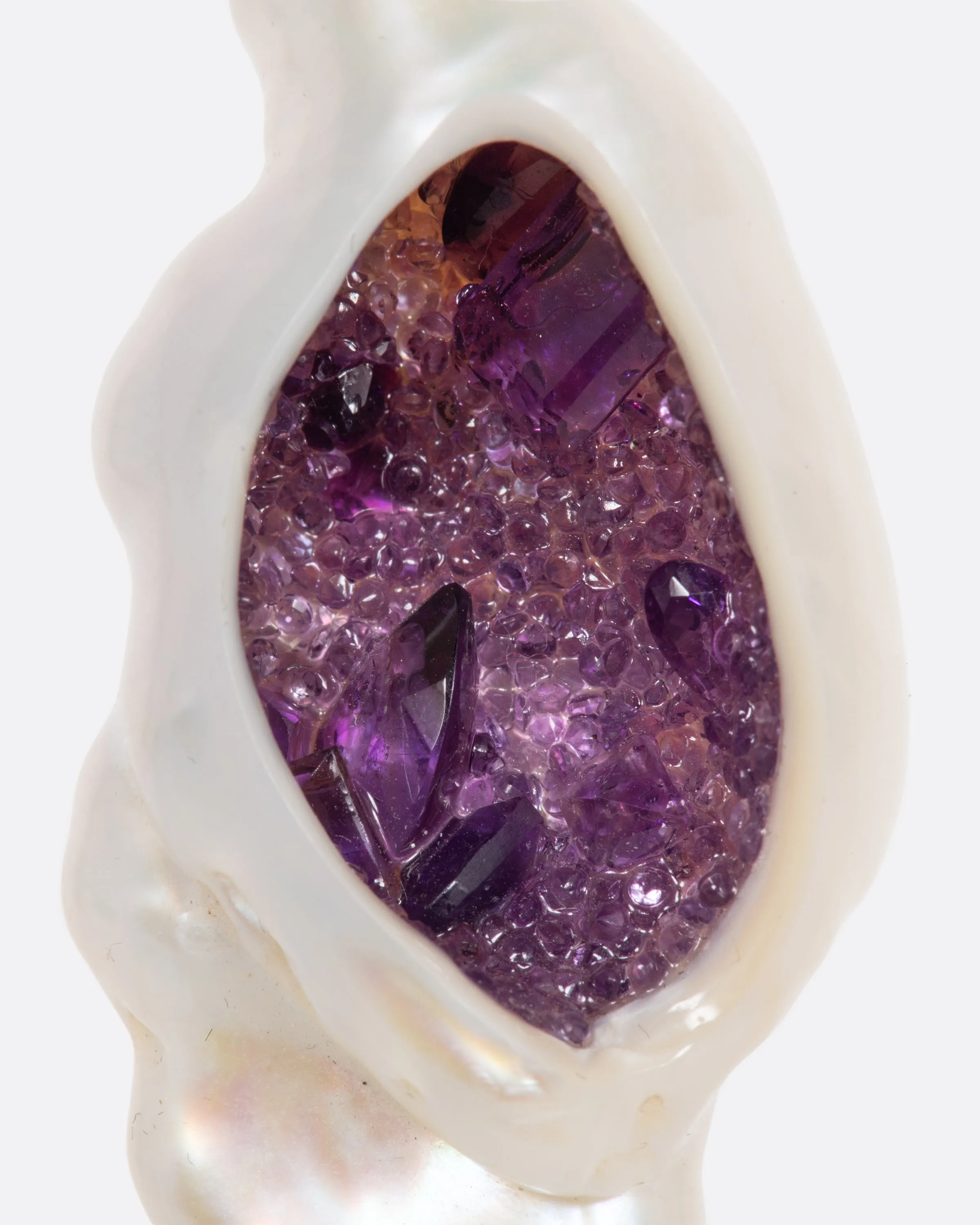 Amethyst and Pearl Pendant Necklace