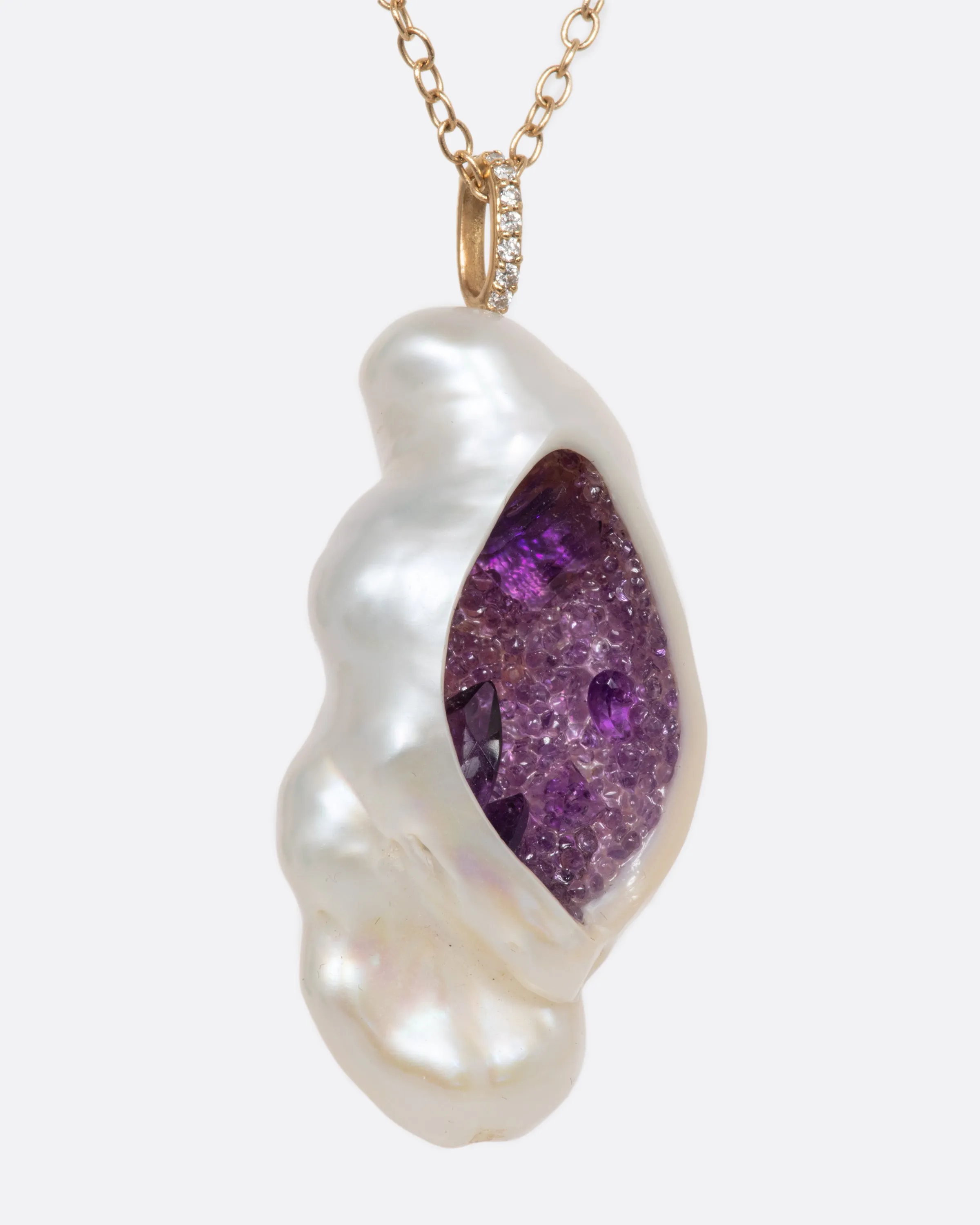 Amethyst and Pearl Pendant Necklace