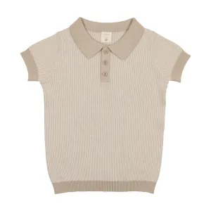 Analogie Knit Polo Short Sleeve - Taupe Stripe