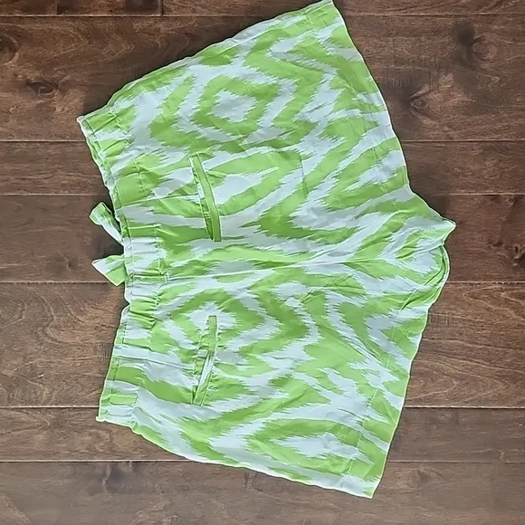Anthropologie Breezy Paperbag Shorts in Chartreuse Linen