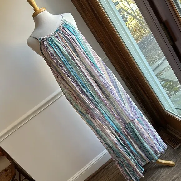 Anthropologie Flounced Maxi Lounge Dress size Small EUC
