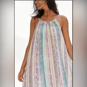 Anthropologie Flounced Maxi Lounge Dress size Small EUC