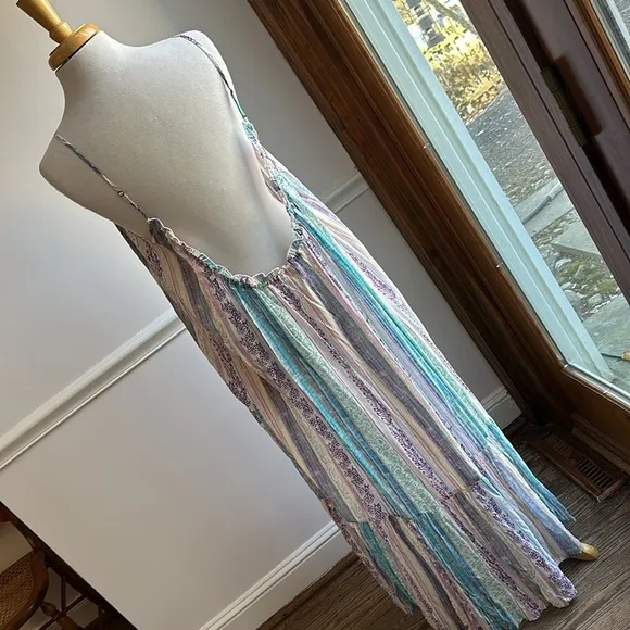 Anthropologie Flounced Maxi Lounge Dress size Small EUC