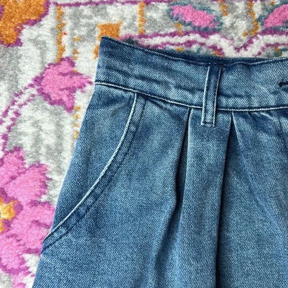 Anthropologie Porridge Denese Pleated Denim Midi Skirt NWT Size Extra Small XS