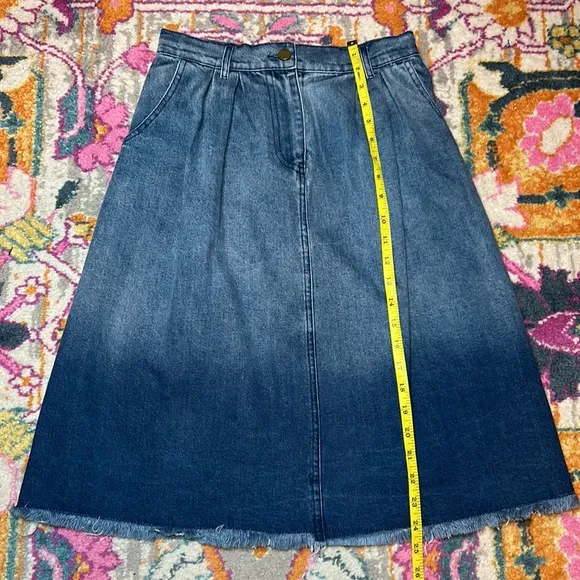 Anthropologie Porridge Denese Pleated Denim Midi Skirt NWT Size Extra Small XS