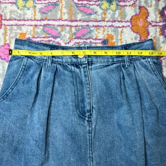 Anthropologie Porridge Denese Pleated Denim Midi Skirt NWT Size Extra Small XS