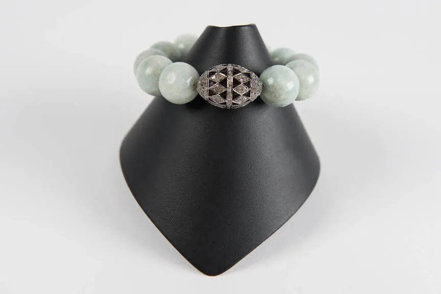 Aquamarine with pave diamond bead