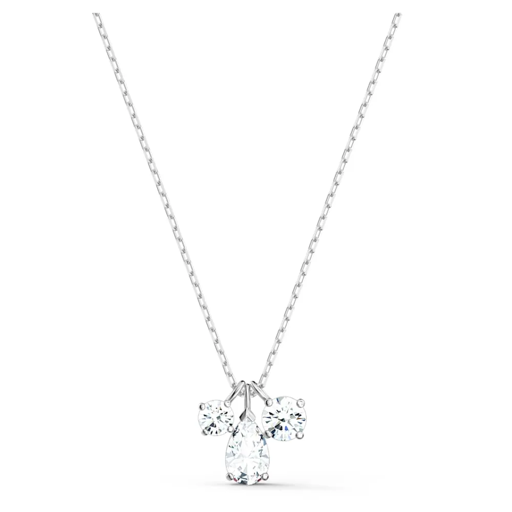 Attract Pendant, White, Rhodium Plated