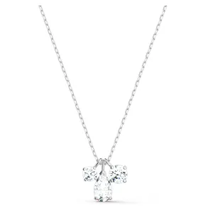 Attract Pendant, White, Rhodium Plated