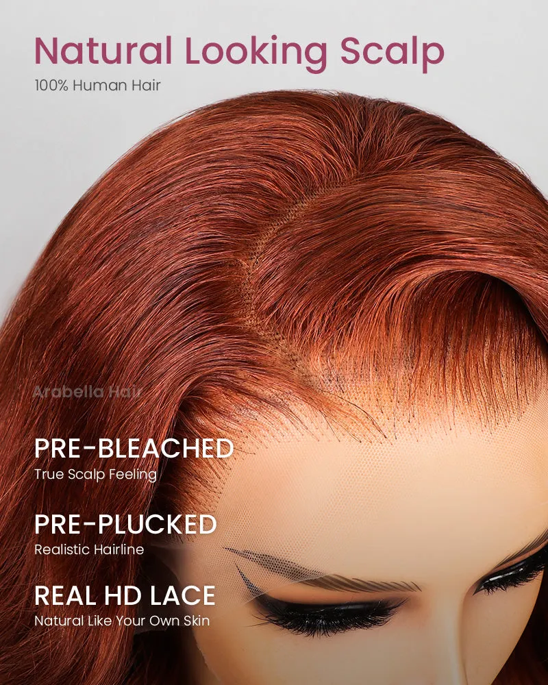 Auburn Reddish Brown Copper #33B Water Wave Curly 13x4 Lace Front Human Hair Wig