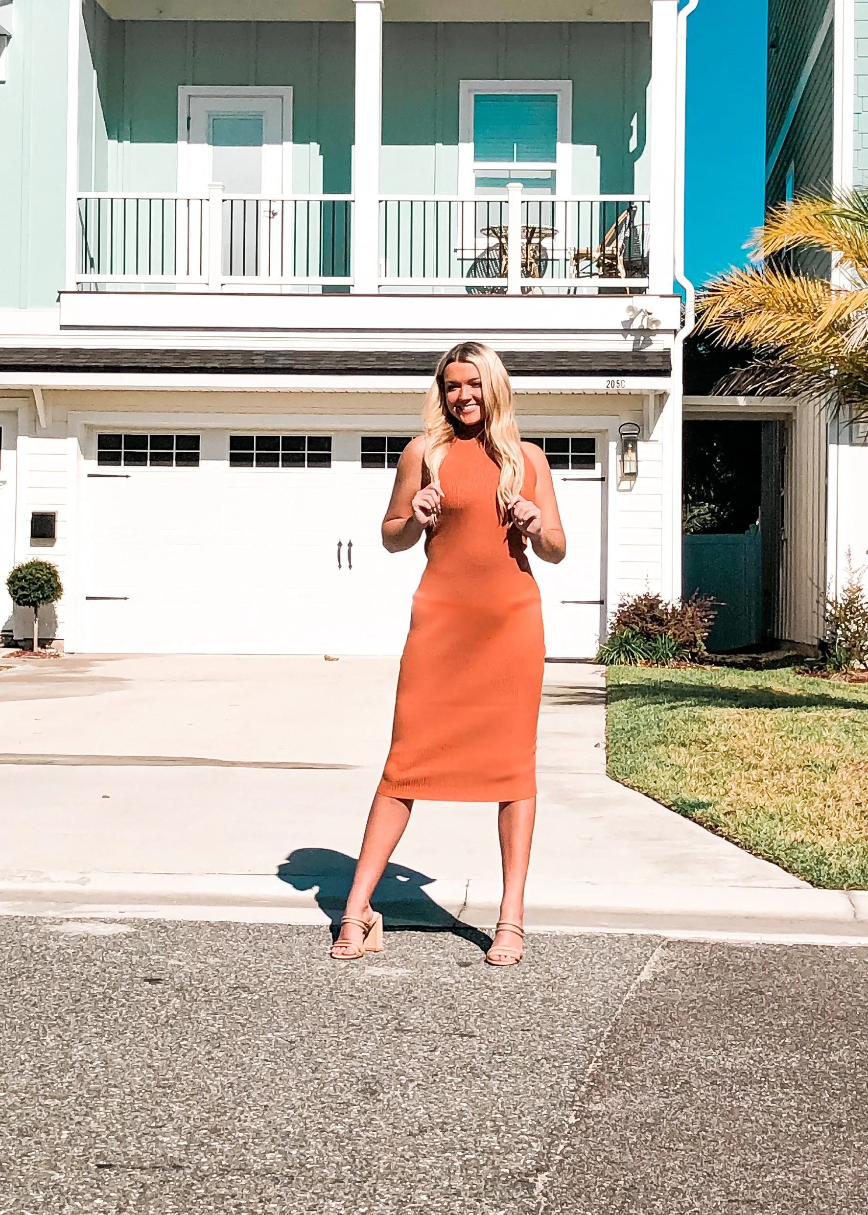 Aurora Mock Neck Ribbed Midi