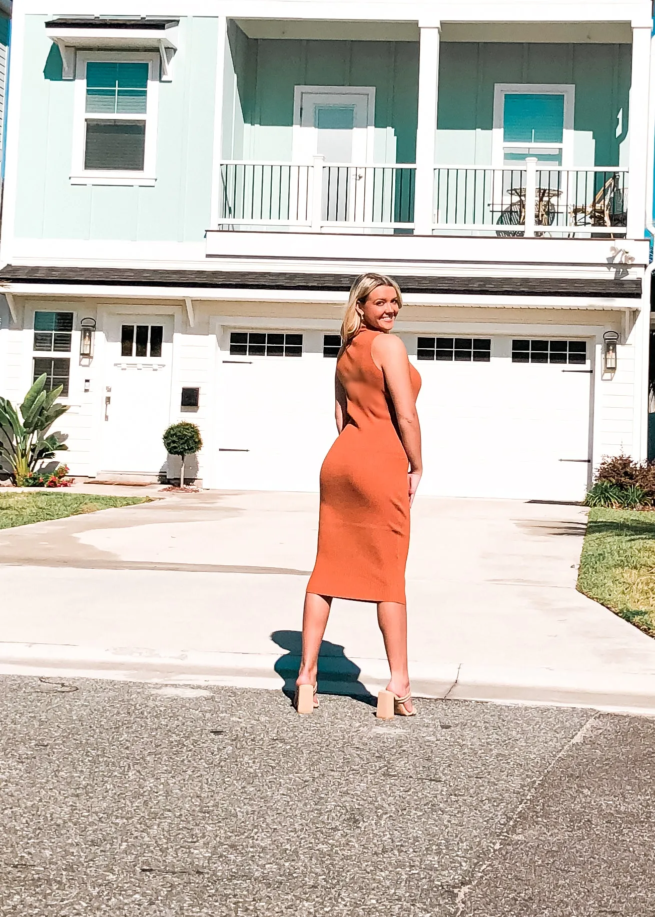 Aurora Mock Neck Ribbed Midi