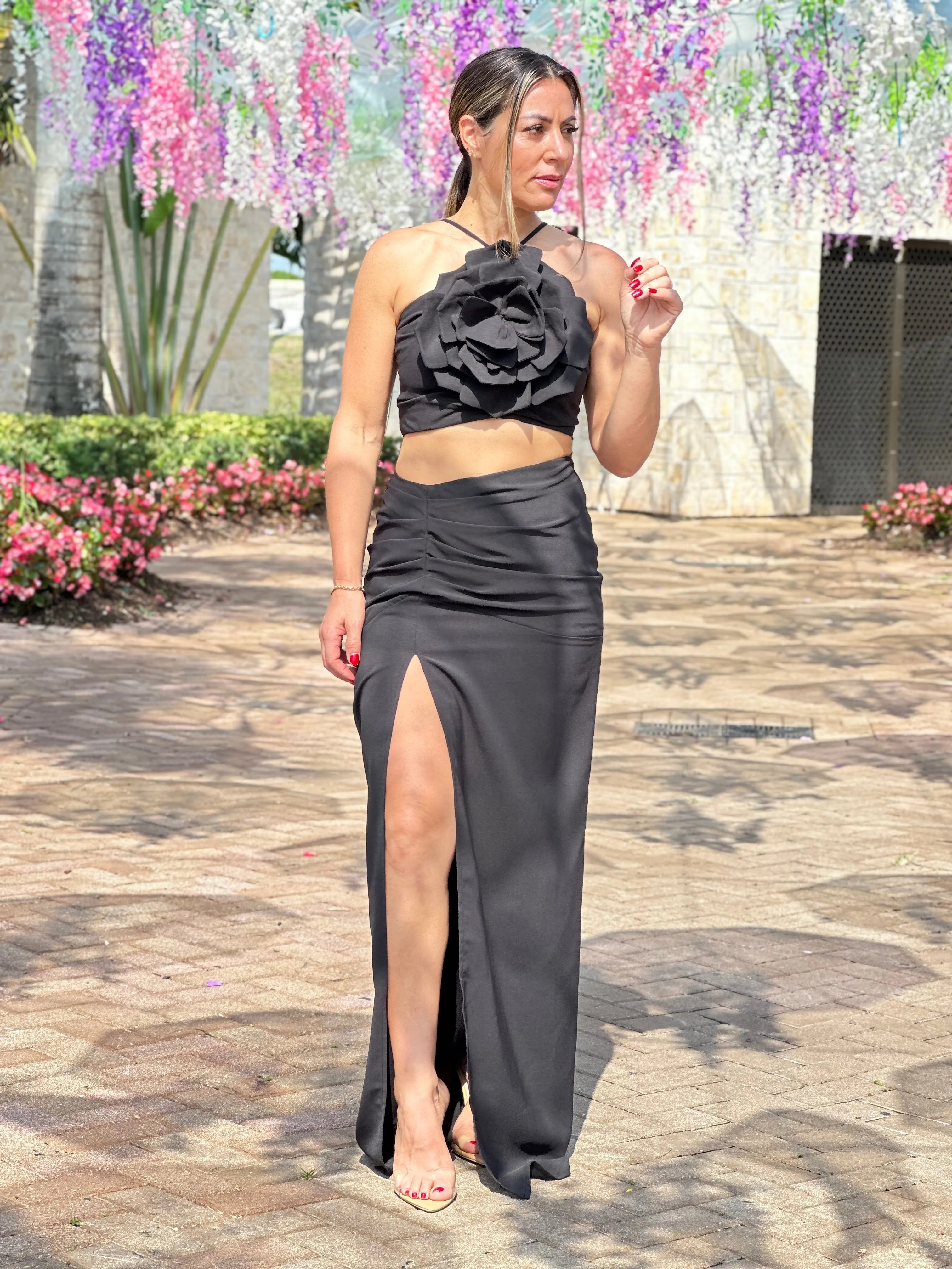 “Ayla" Floral Applique Cut Out Dress