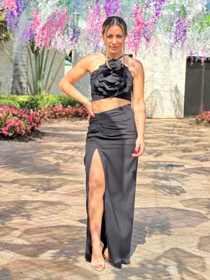 “Ayla" Floral Applique Cut Out Dress