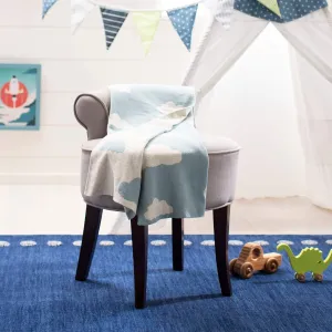 Baby Throw - Blue/White 32" X 40" Novelty Neutral Nature Cotton