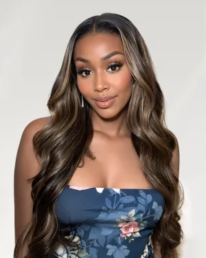 Balayage Highlight Color  Body Wave 6x5/13x4/13x6 Lace Front Human Hair Wig Free Part