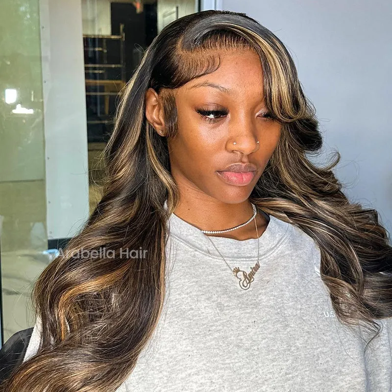 Balayage Highlight Color  Body Wave 6x5/13x4/13x6 Lace Front Human Hair Wig Free Part