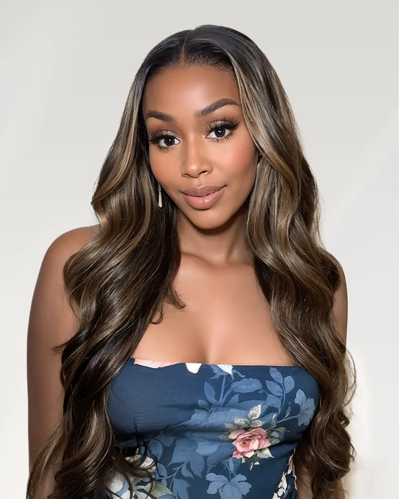 Balayage Highlight Color  Body Wave 6x5/13x4/13x6 Lace Front Human Hair Wig Free Part
