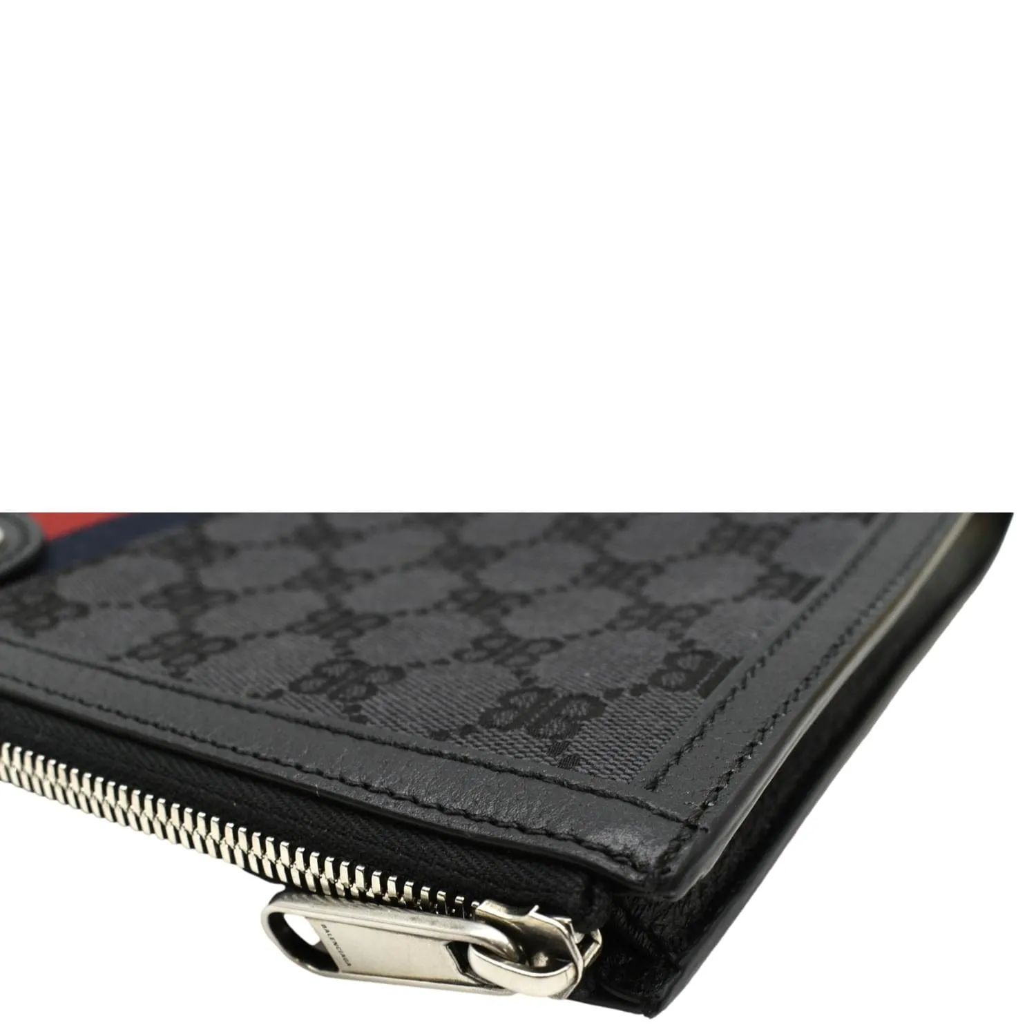 BALENCIAGA X Gucci Hacker Project Web BB Canvas Wristlet Clutch Black 680382