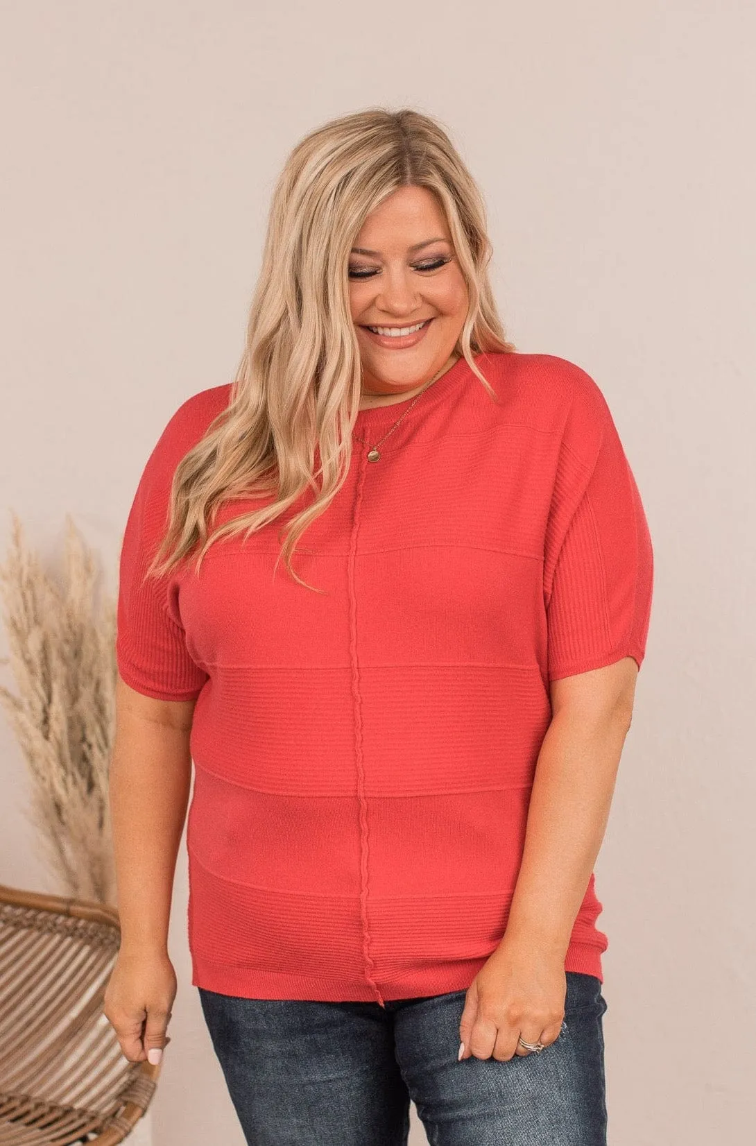 Banding Together Ribbed Top- Red