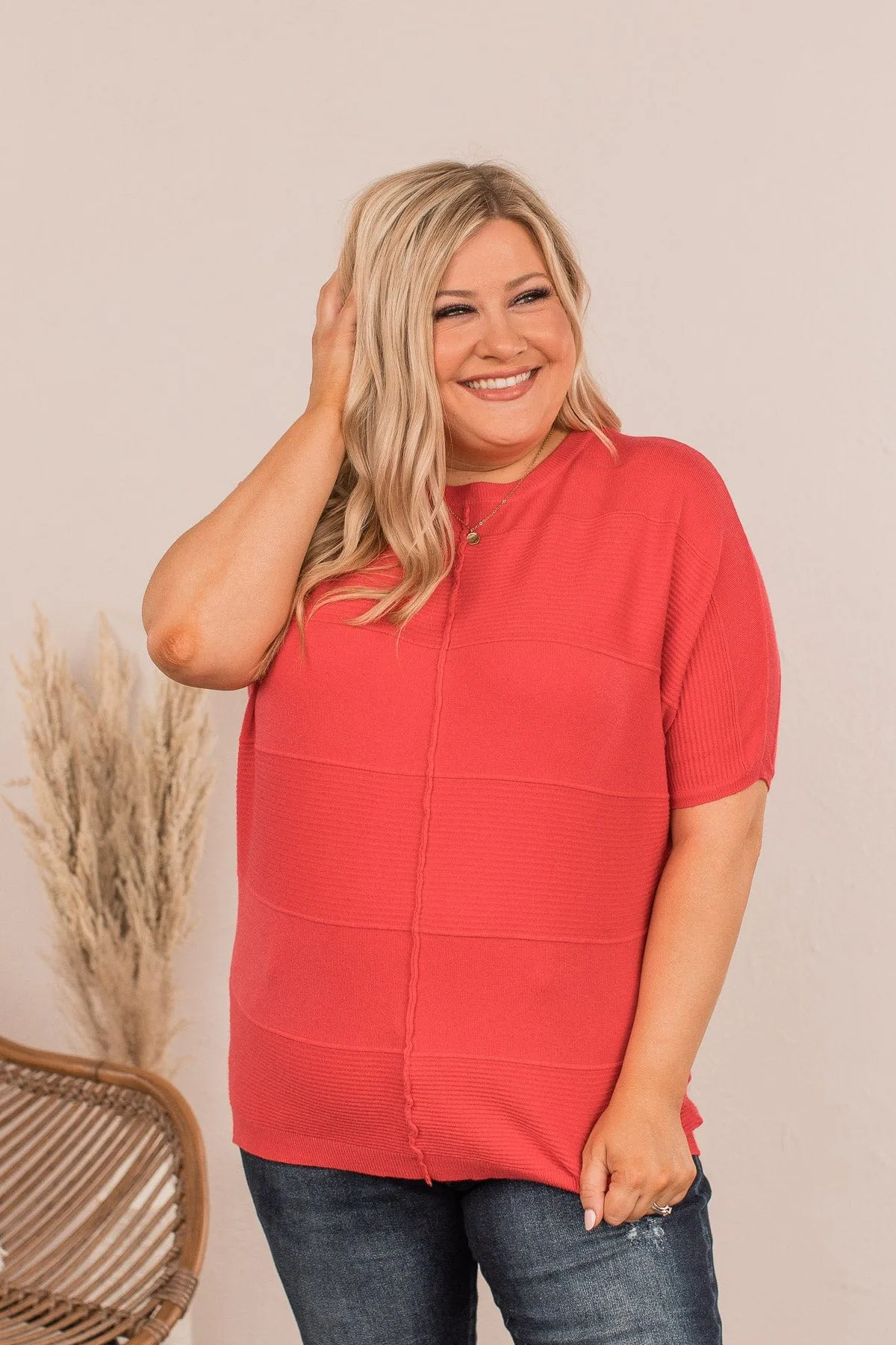 Banding Together Ribbed Top- Red