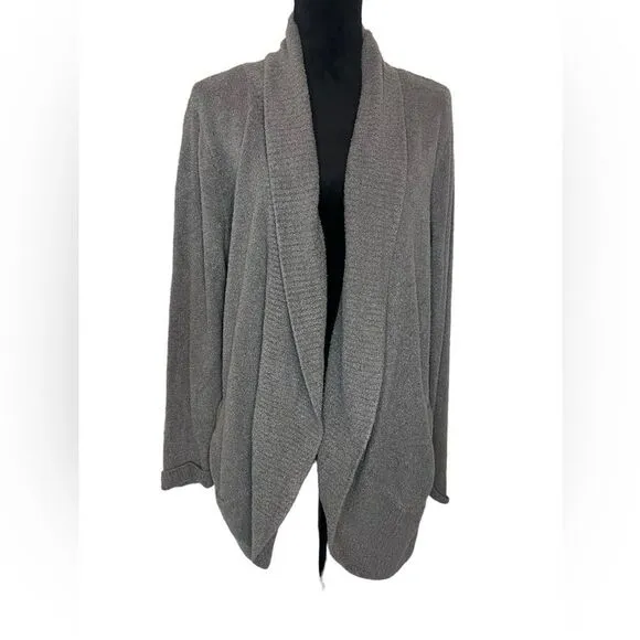 BAREFOOT DREAMS COZYCHIC LITE CARDIGAN GRAY LONG SLEEVE PLUS SIZE 1X WOMENS