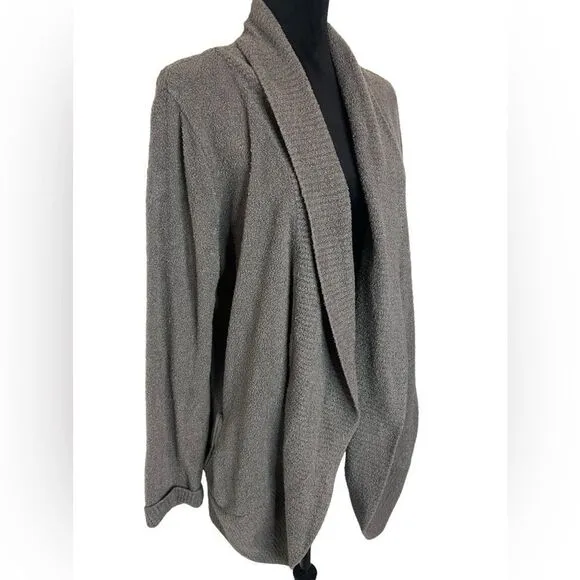 BAREFOOT DREAMS COZYCHIC LITE CARDIGAN GRAY LONG SLEEVE PLUS SIZE 1X WOMENS