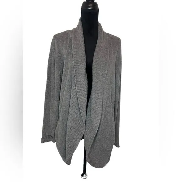 BAREFOOT DREAMS COZYCHIC LITE CARDIGAN GRAY LONG SLEEVE PLUS SIZE 1X WOMENS