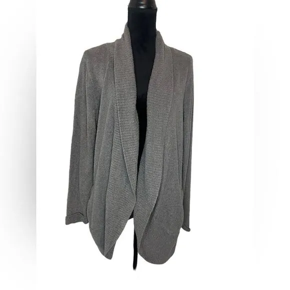 BAREFOOT DREAMS COZYCHIC LITE CARDIGAN GRAY LONG SLEEVE PLUS SIZE 1X WOMENS