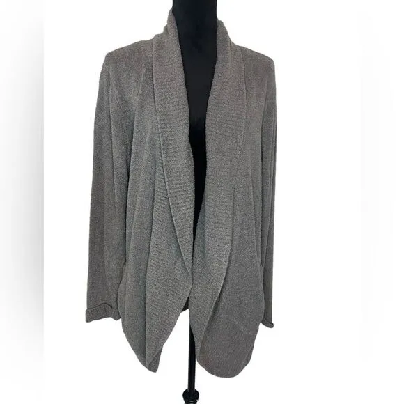 BAREFOOT DREAMS COZYCHIC LITE CARDIGAN GRAY LONG SLEEVE PLUS SIZE 1X WOMENS