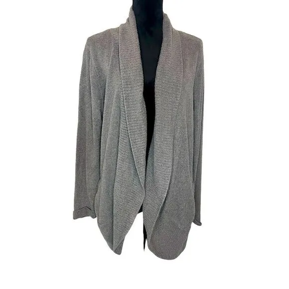 BAREFOOT DREAMS COZYCHIC LITE CARDIGAN GRAY LONG SLEEVE PLUS SIZE 1X WOMENS