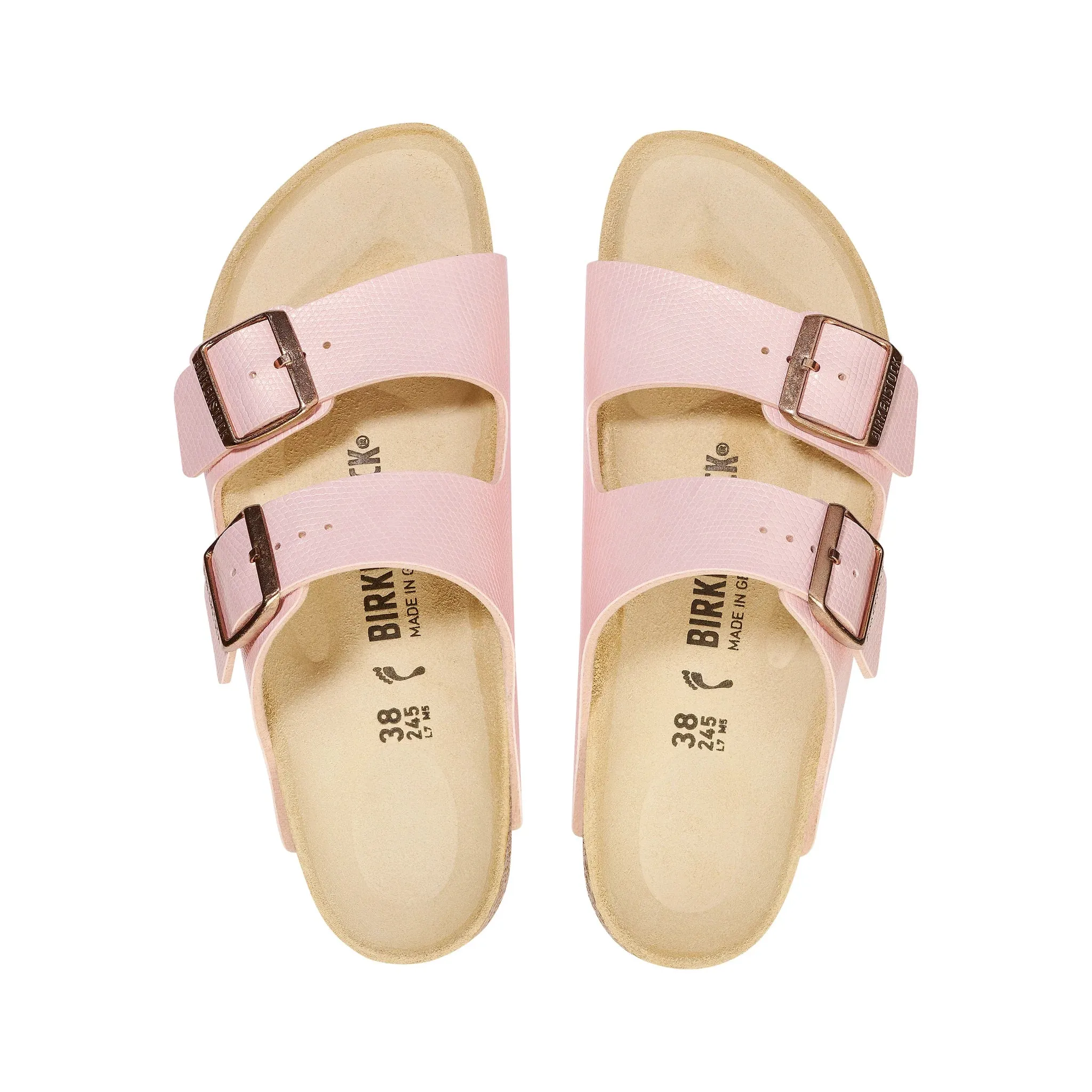 Birkenstock Arizona Shiny Light Rose - Embossed Birko-Flor Regular