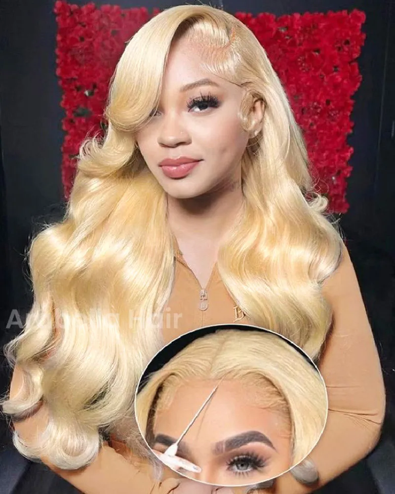 Blonde #613 Body Wave 13x4 Lace Front Human Hair Wig Free Part