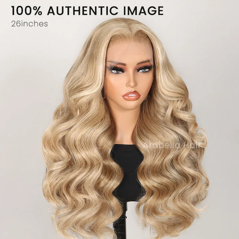 Blonde Khaki #12/613 Highlights Color Blowout Wavy/Straight 13x4 Lace Front Human Hair Wig