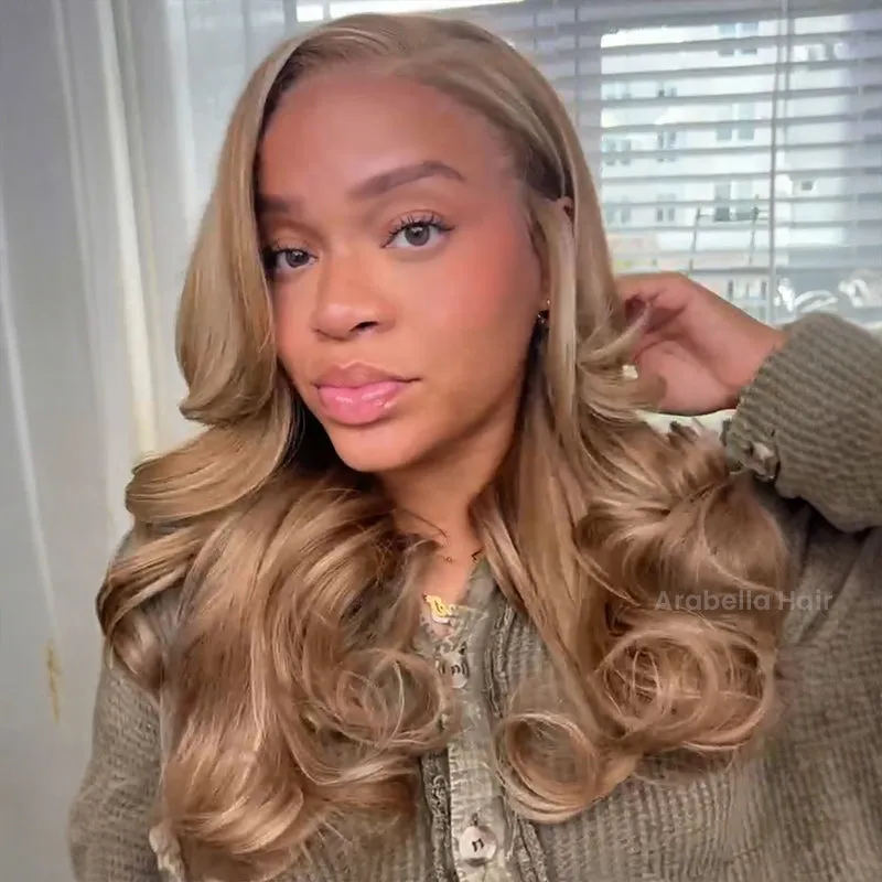 Blonde Khaki #12/613 Highlights Color Blowout Wavy/Straight 13x4 Lace Front Human Hair Wig