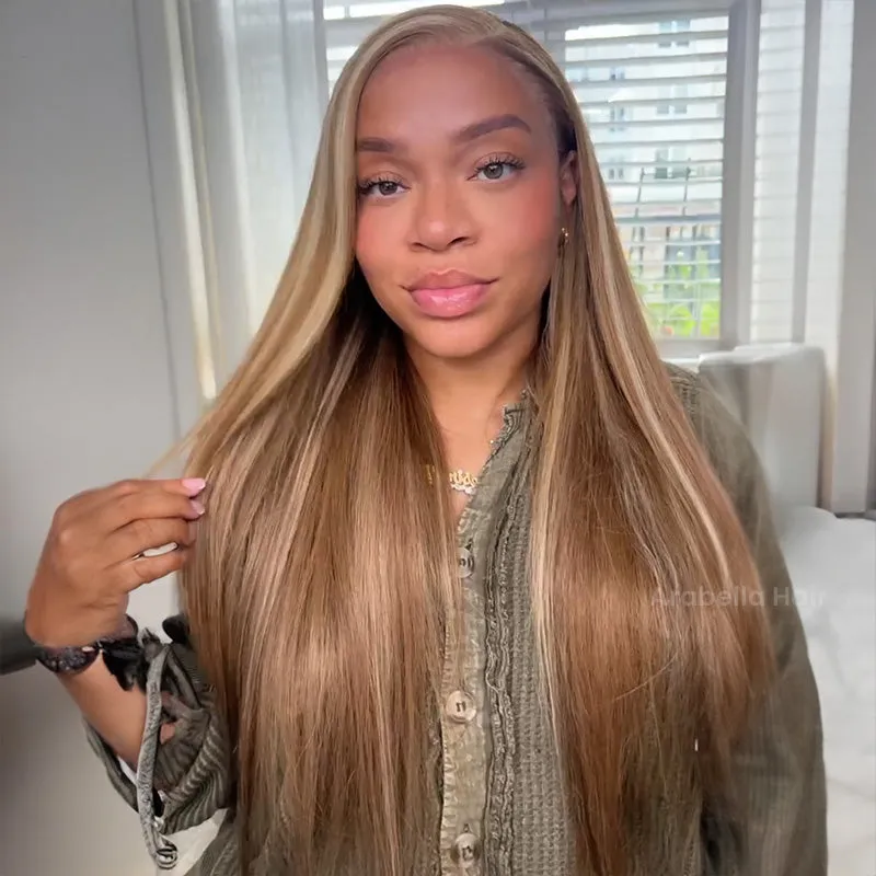 Blonde Khaki #12/613 Highlights Color Blowout Wavy/Straight 13x4 Lace Front Human Hair Wig