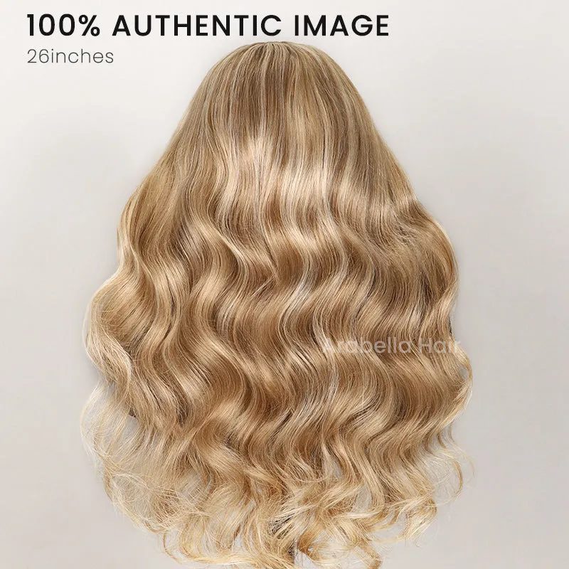 Blonde Khaki #12/613 Highlights Color Blowout Wavy/Straight 13x4 Lace Front Human Hair Wig
