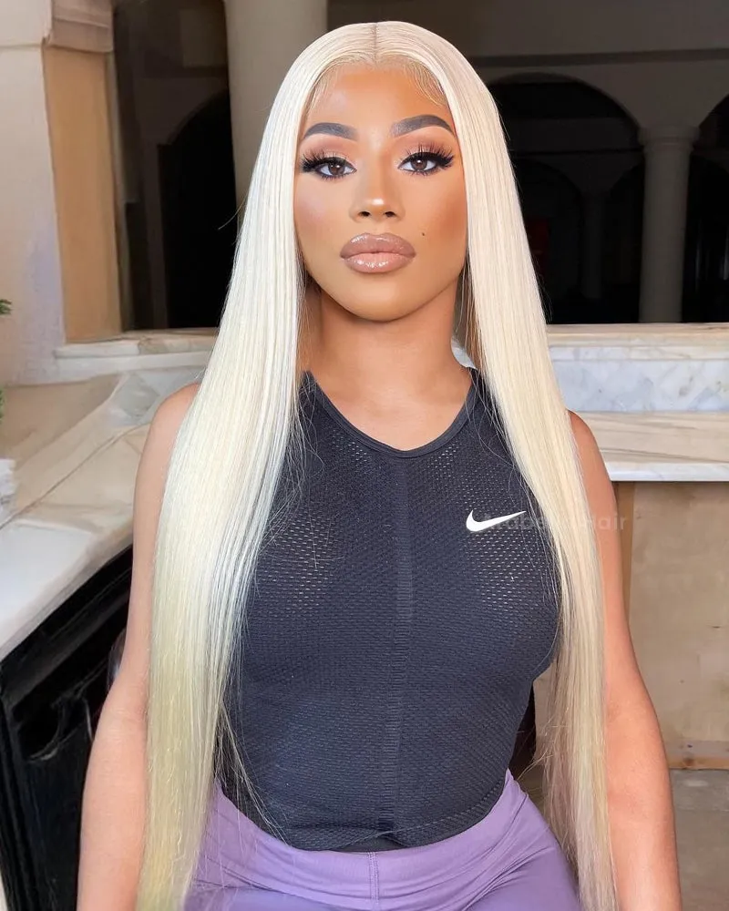 Blonde Wig #613 Color Silky Straight 6x5 Closure Lace Glueless Human Hair