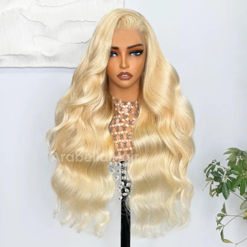 Blonde Wig #613 Color Silky Straight 6x5 Closure Lace Glueless Human Hair