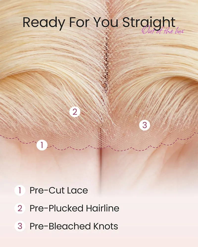 Blonde Wig #613 Color Silky Straight 6x5 Closure Lace Glueless Human Hair