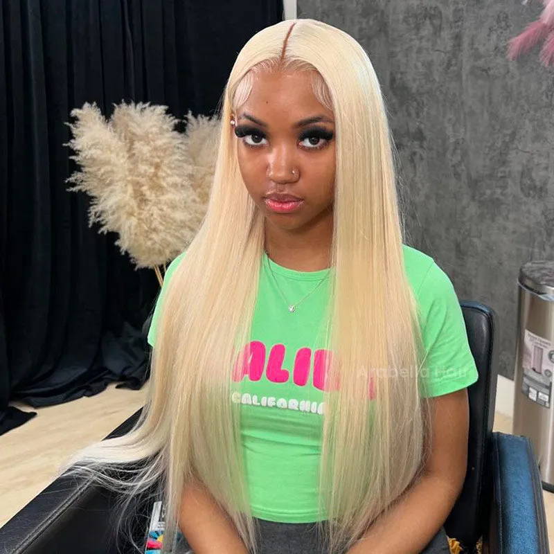 Blonde Wig #613 Color Silky Straight 6x5 Closure Lace Glueless Human Hair