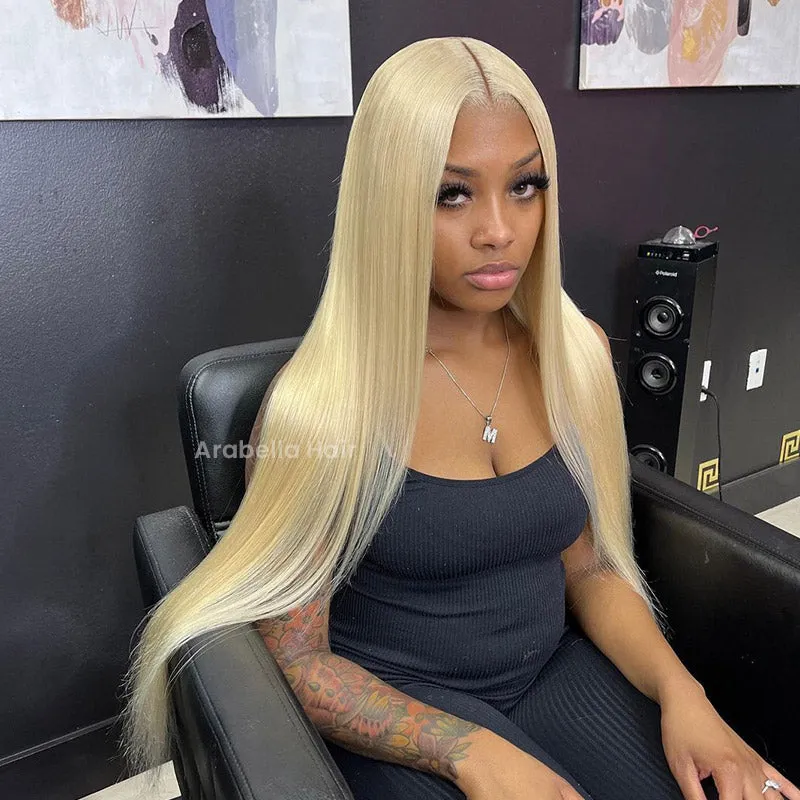 Blonde Wig #613 Color Silky Straight 6x5 Closure Lace Glueless Human Hair