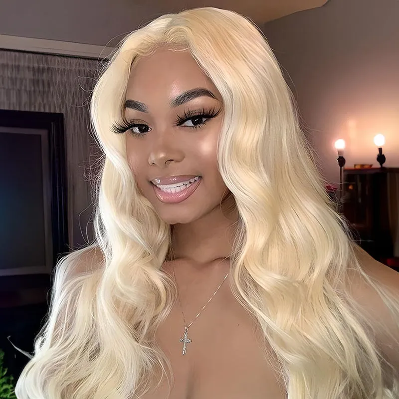 Blonde Wig #613 Color Silky Straight 6x5 Closure Lace Glueless Human Hair