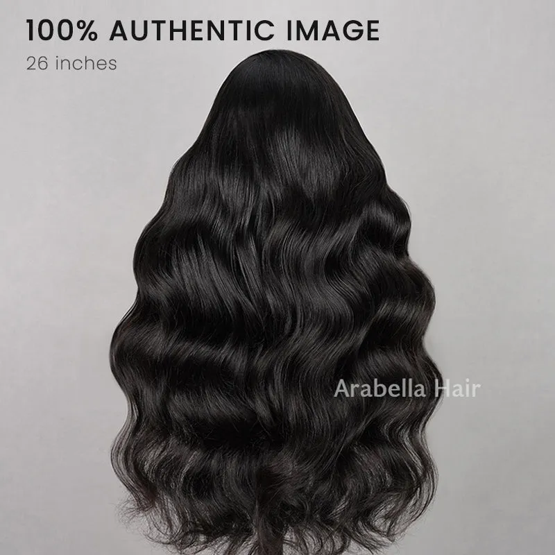 Blowout In Wavy Natural Black Glueless 6x5 Pre-Cut Lace Human Hair Wigs
