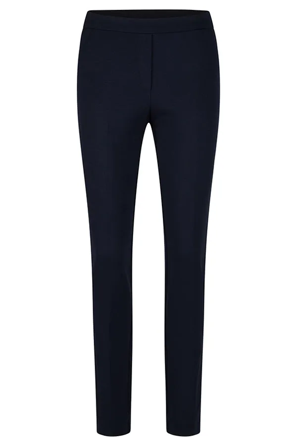 BLUE CONTRASTING ELASTIC WAISTBAND BASIC TROUSERS