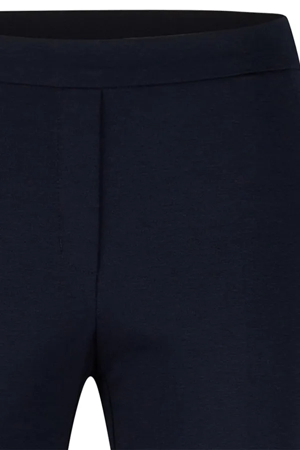 BLUE CONTRASTING ELASTIC WAISTBAND BASIC TROUSERS