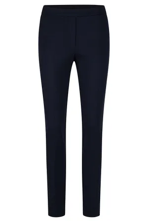 BLUE CONTRASTING ELASTIC WAISTBAND BASIC TROUSERS