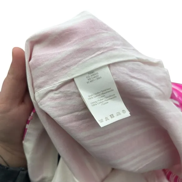 Boden Party Pink &amp; White Stripe Midi A-Line Pockets 100% Cotton Skirt Size 12R