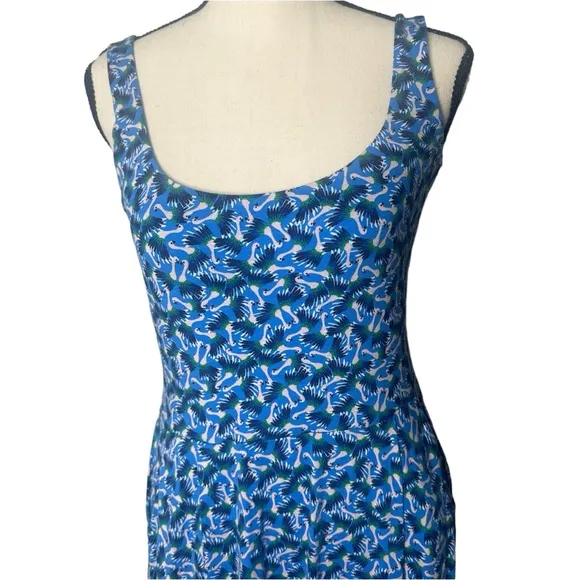 Boden Petronella Jersey Dress Moroccan Flamingo Splash in Blue Size 4 R